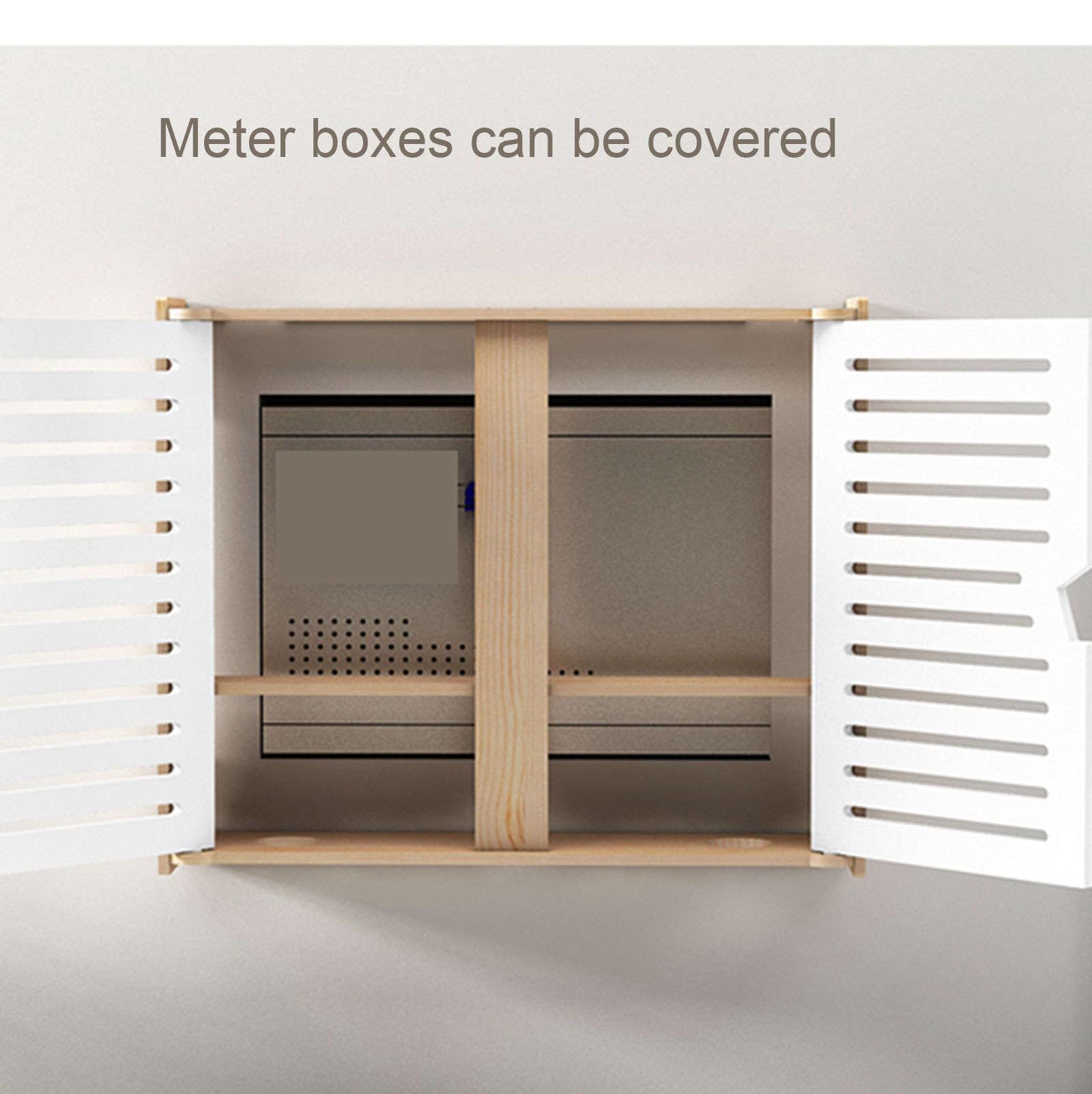 WiFi Router Aufbewahrungsbox mit Schranktür - Kabel organisieren & Steckdosenleiste verstecken - Holzregal für wandmontierte TV-Set-Top-Box - Kabelmanagement Hider Box