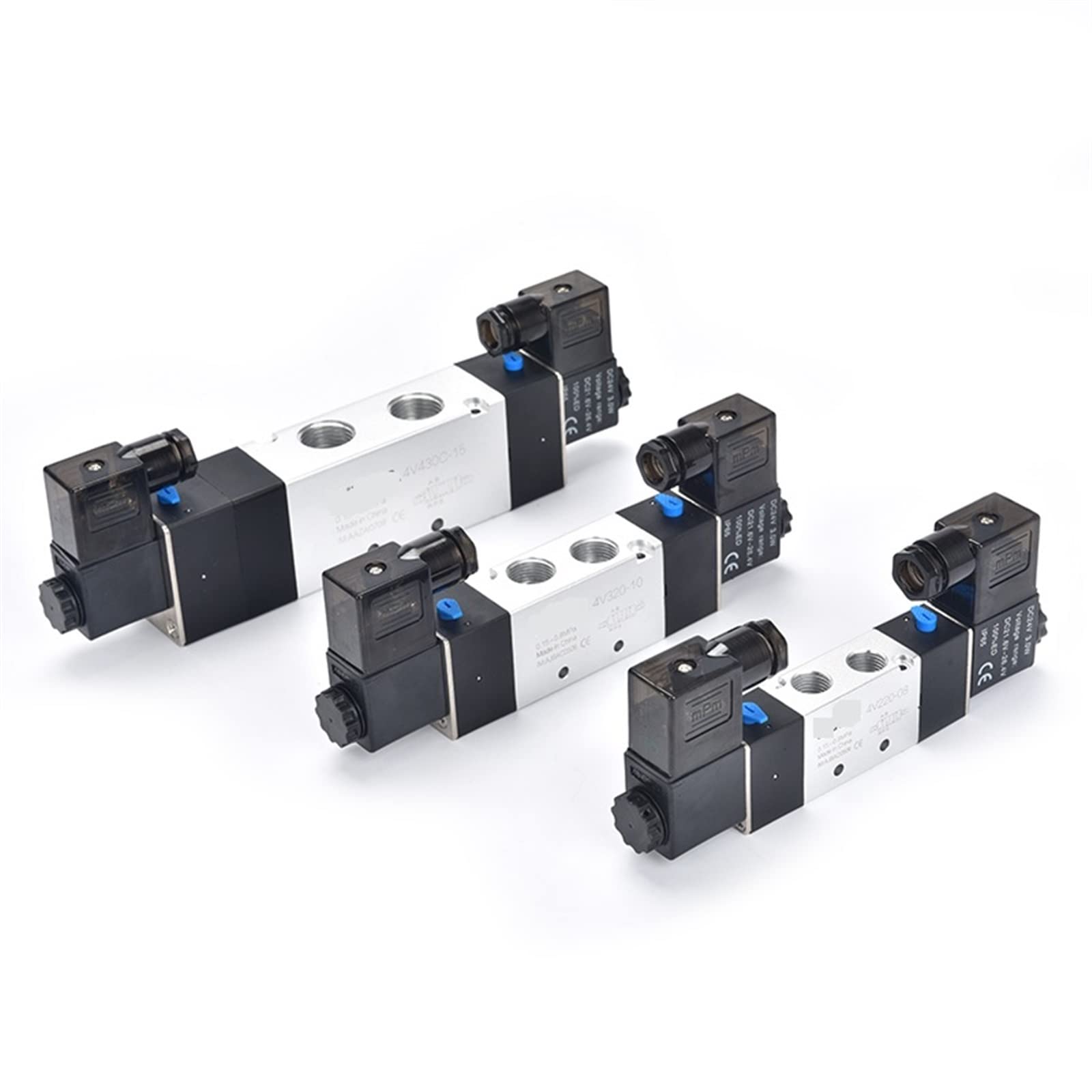 Zawór elektromagnetyczny 220 V pneumatyczny 4V220-08 powietrze 5-drożny 2 pozycje 1/4quot; stop cewki wewnętrzny DC 12 V elektryczny 24 V AC 110 V 1 szt. (W złączki 10 mm, 5 V)