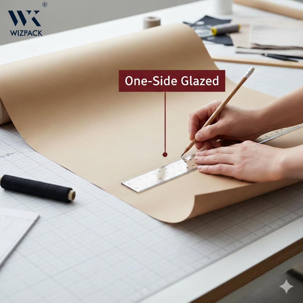 Wizkpack Professional Garment Pattern Making Paper Roll - 180 GSM Heavy Duty Kraft Paper, 36 Inch Wide (91 cm) x 10 Meter Long, CAD Plotter & Master Drafting Quality. 1