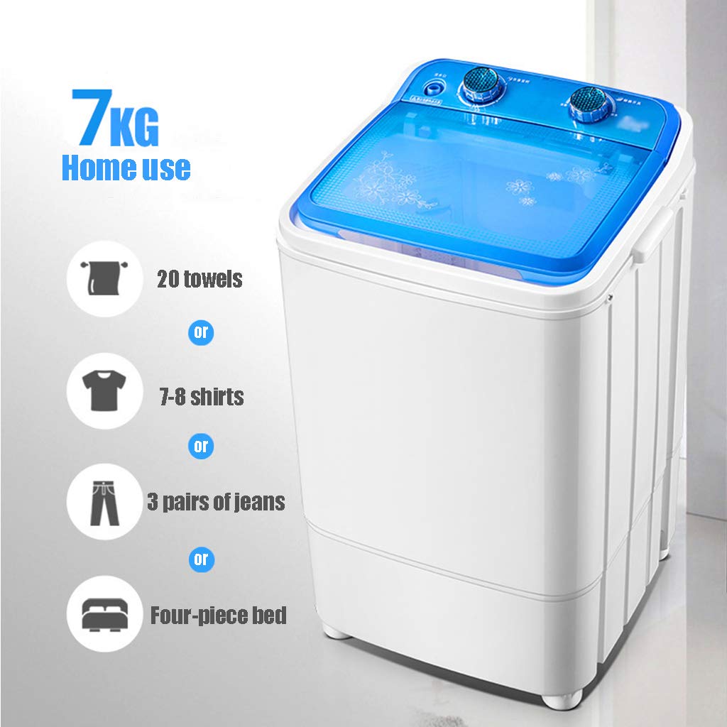 Mini 7KG Elution 2-En-1 Carga Superior Solo Barril Lavadora Semiautomática Portátil,Ultra Silenciosa, Adecuada para Acampar En Coche, Dormitorio, Balcón