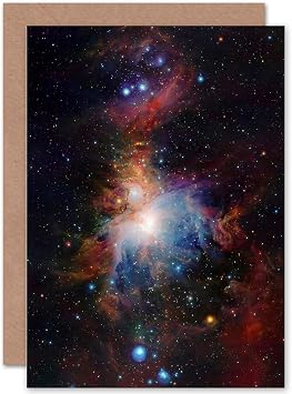 Wee Blue Coo Greetings Birthday Gift Space Infrared View Orion Nebula Sealed Greeting Card Plus Envelope Blank inside