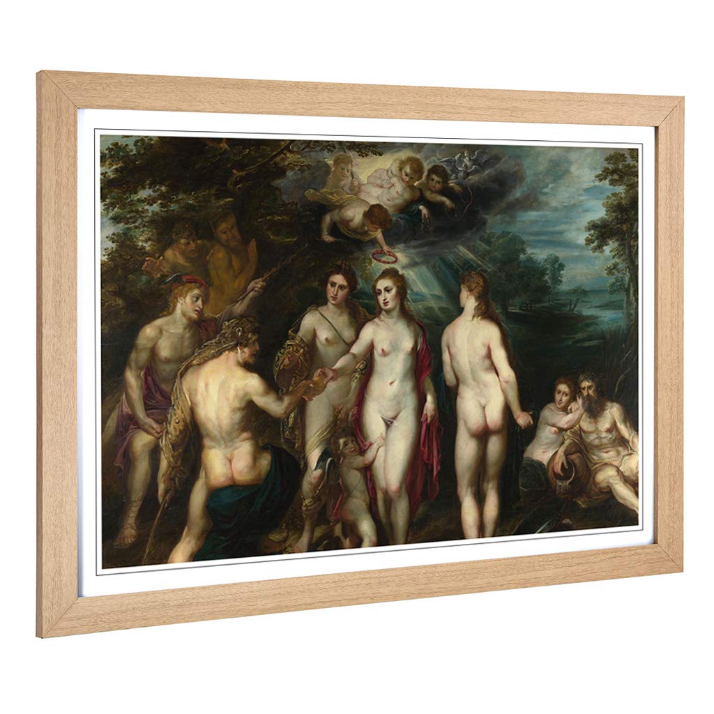 Big Box Art Framed Print of Peter Paul Rubens Judgement of Paris Design | Wall Art Picture | Home Decor for Kitchen, Living Room, Bedroom, Hallway, Oak, A2 / 24.5x18 Inch / 62x45cm