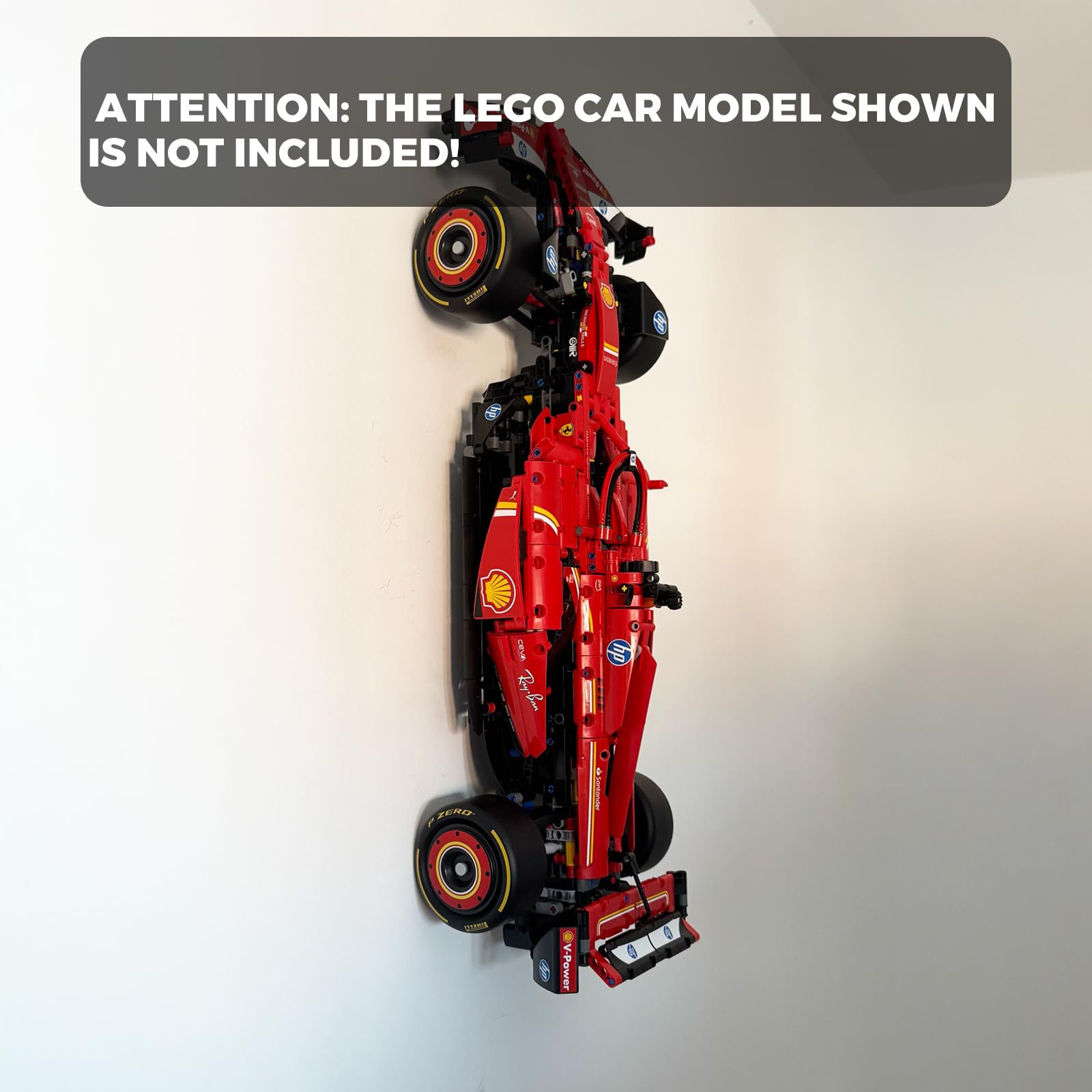 Uchwyt ścienny kompatybilny z LEGO Technic Ferrari SF-24 F1 (42207), uchwyt pionowy ze stopu aluminium do bezpiecznej prezentacji Twojego samochodu, zestaw samochodowy nie zawiera