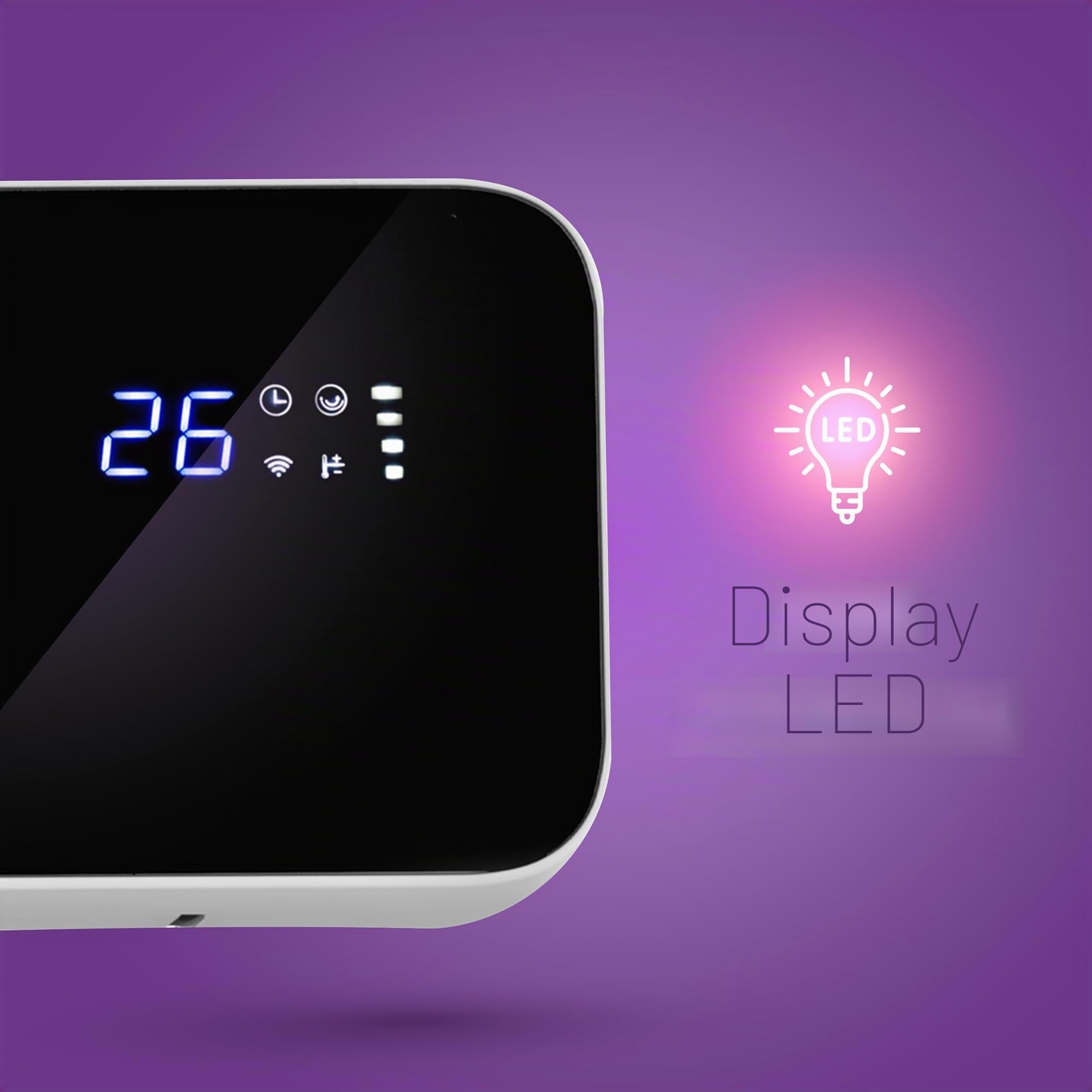 LEHMANN LHOHH-2013A - Termoventilatore da parete con 2 livelli di potenza, 1000/2000 W, termoventilatore da parete con Wi-Fi, telecomando, display a LED, con timer e oscillazione (nero)