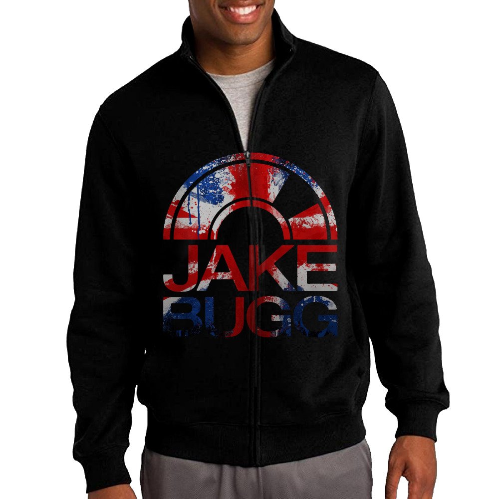 NHJH Men's Jake Bugg Zip-Front Hooded Sweatshirt Jacket Black