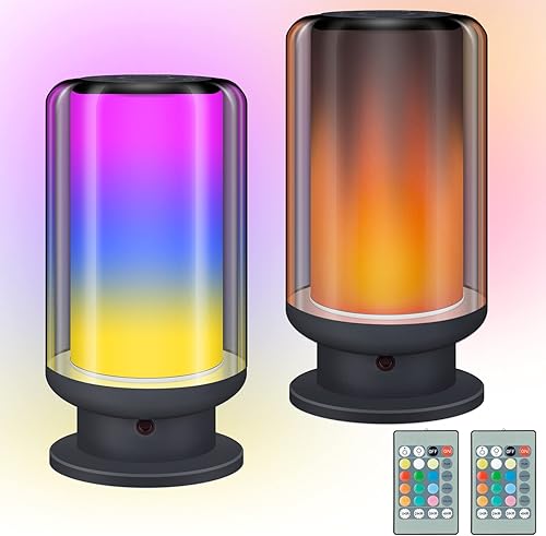 LUXSWAY Lámparas LED de mesita de noche con control remoto, lámparas de escritorio con ajuste de temporizador, luz nocturna LED multicolor, mesita