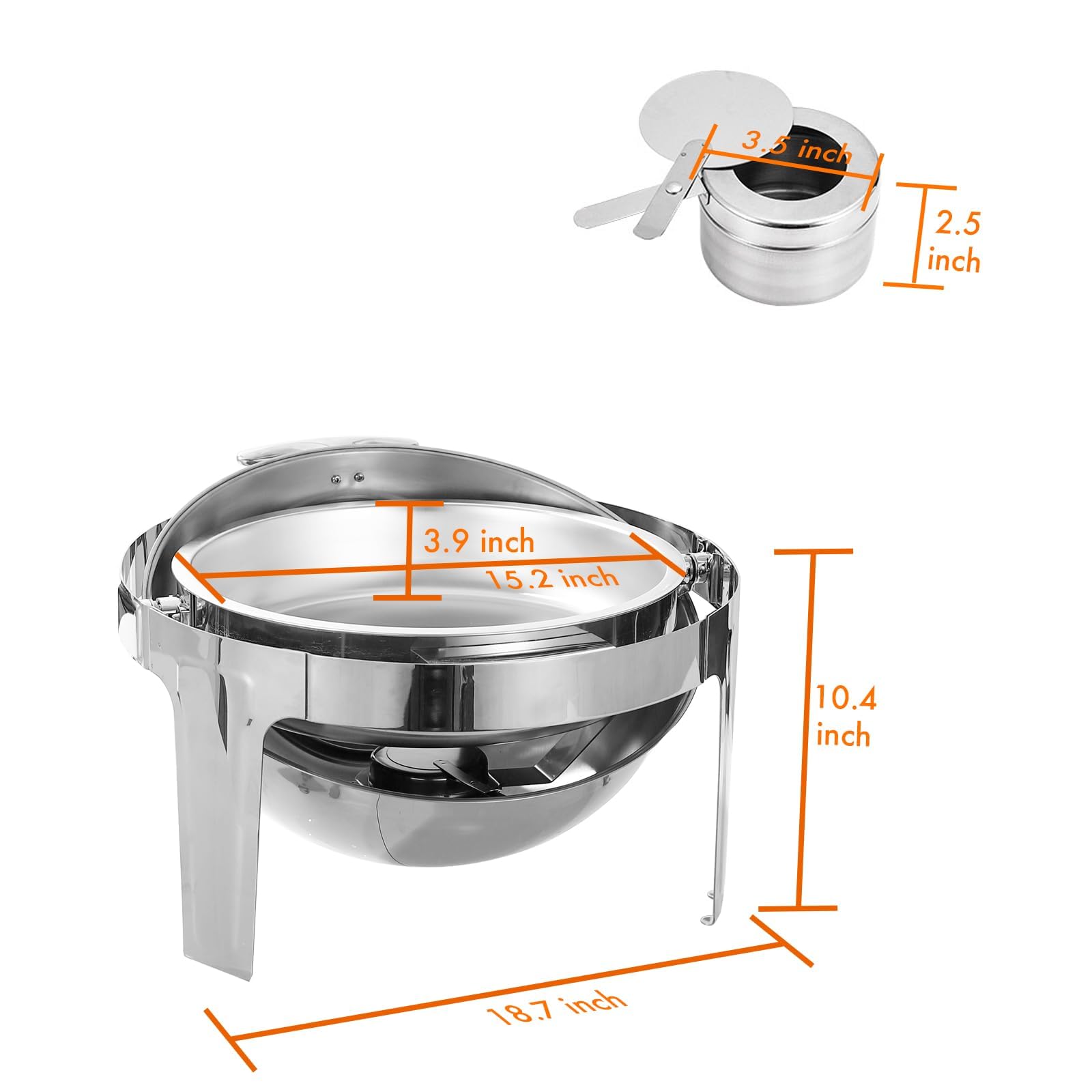 Juego De Buffet De Plato De Chafing De 6 L, Tapa Enrollable Redonda De Acero Inoxidable, Comida Comercial para Catering Servidores De Buffet Rodantes