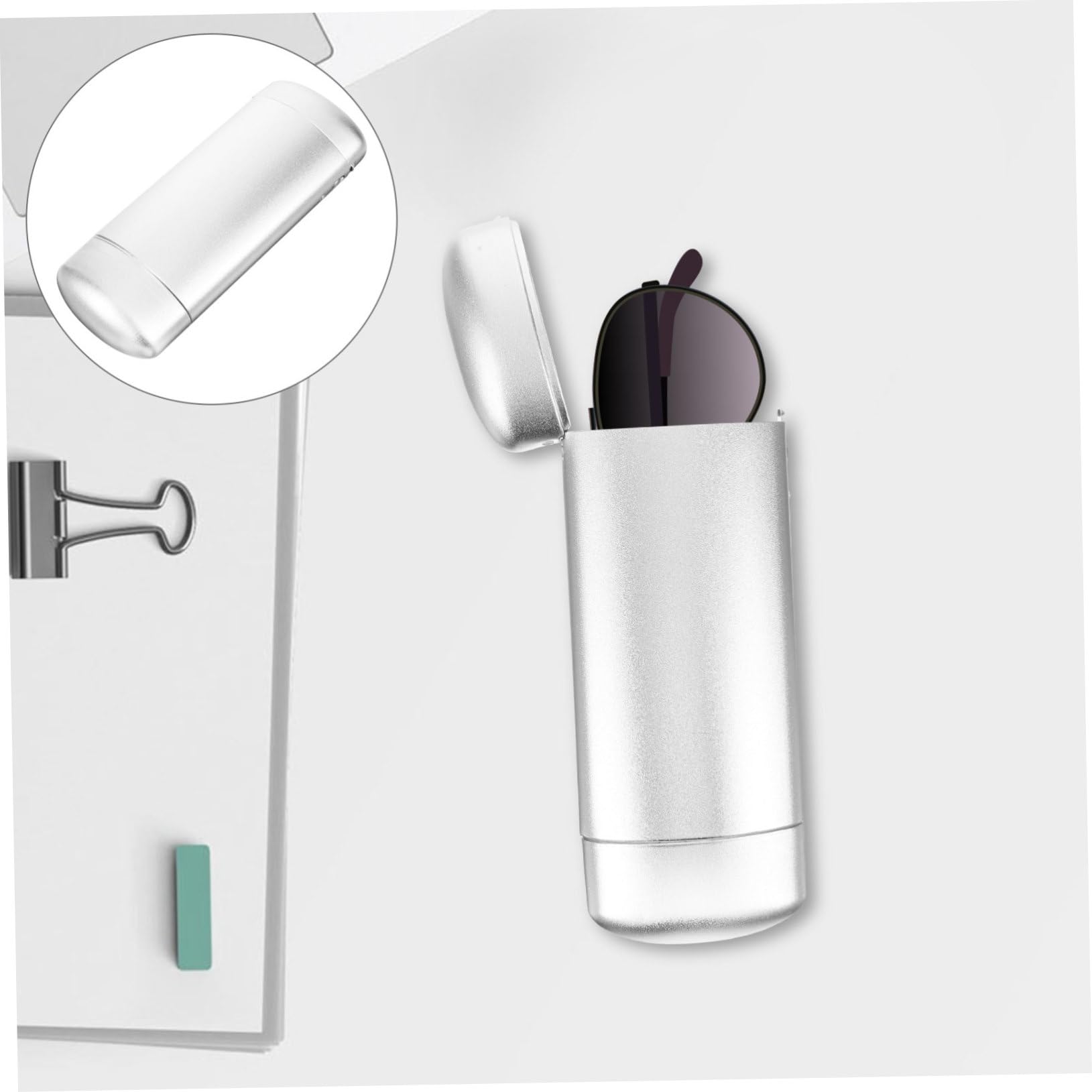 Healeved Estuche De Aluminio Para Gafas Estuche Para Gafas Carcasa Dura Sol Estuche De Anteojos Estuche Para Anteojos Caso De Anteojos De Viaje Lentes Plegable Plata Aleación De Aluminio