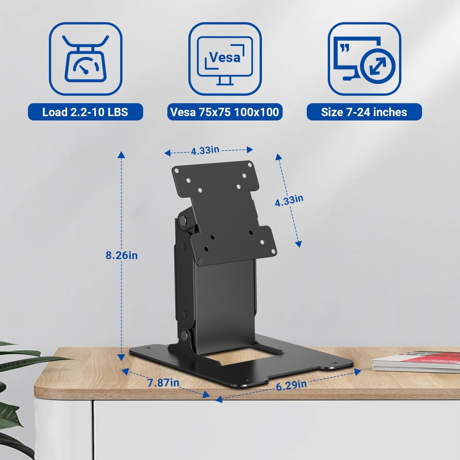 Wearson WS-03S Monitor LCD táctil y Todo en uno PC Soporte Todos los Metal Soporte Resistente con Agujeros VESA 75x75 y 100x100 mm
