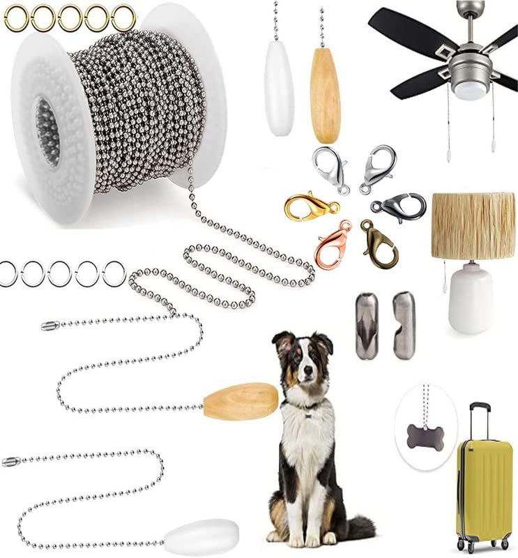 DIY Crafts 1 Mtr Chain Dark Wooden Handle, Gold, Wooden Ceiling Fan Pull Chain, Pull Chain Extension for Ceiling Light Fan Chain (1 Mtr Chain Dark Wooden Handle, Gold)