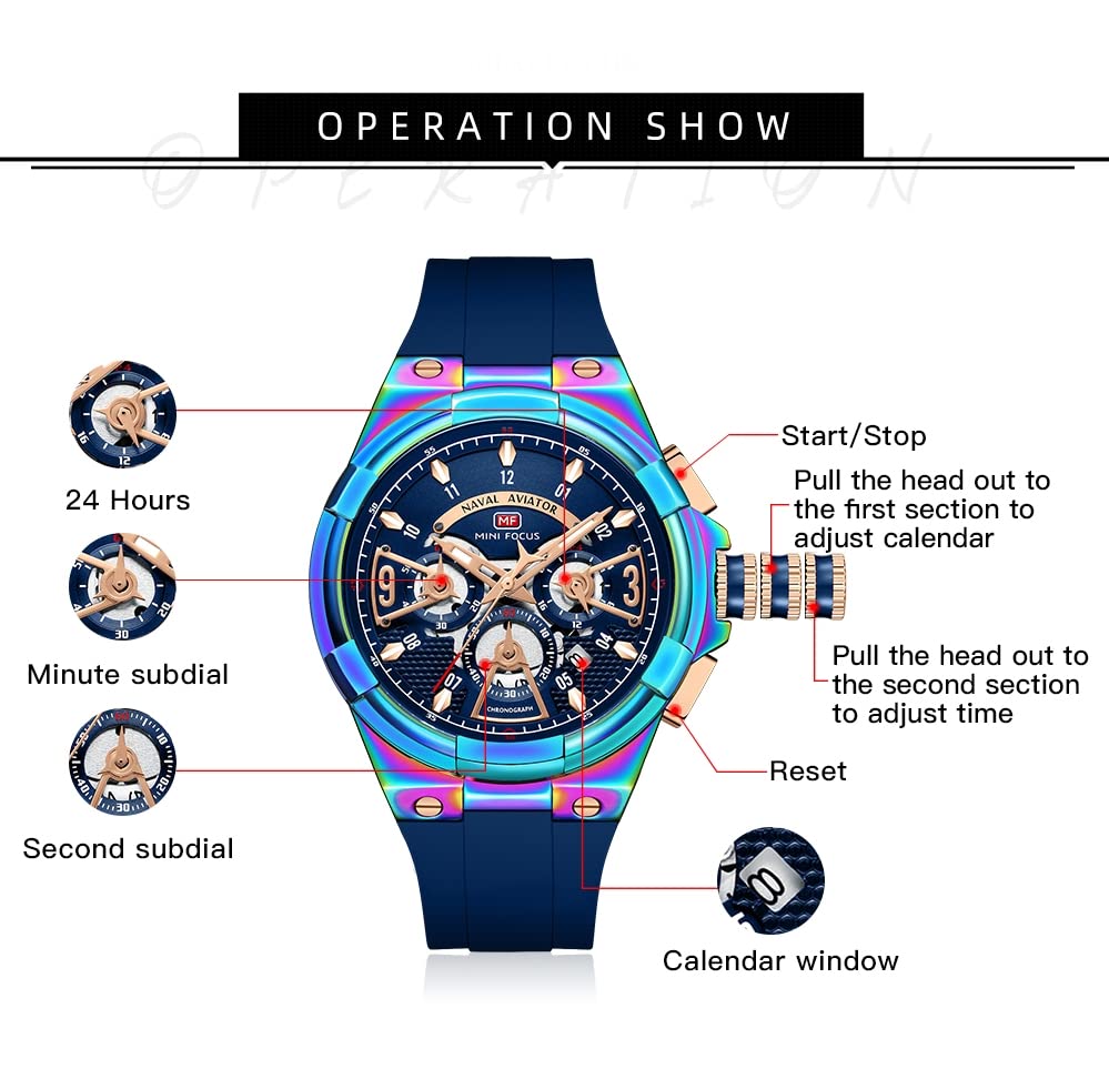 Image of AIMES Mens Watches Chronograph Waterproof Sport Military Watch for Men Analog Quartz Movement Stylish Wrist Watch Elegant Gift Watch for Men