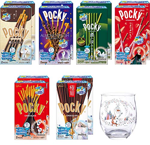 【Amazon.co.jp限定】 江崎グリコ ポッキー6種アソート &ltアナと雪の女王 オラフ&gtオリジナルグラススタンド付