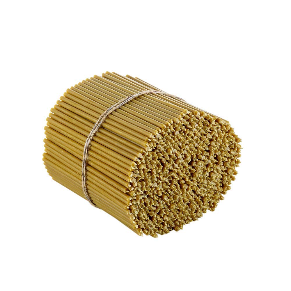 Danilovo Pure Beeswax Candles - Honey-Scented, Decorative Thin Taper Candles - Ideal for Birthday Decoration or Church Prayers - Drip Free, Tall & Smokeless Pack of 50 pcs, 20,5 cm x 6,6 mm
