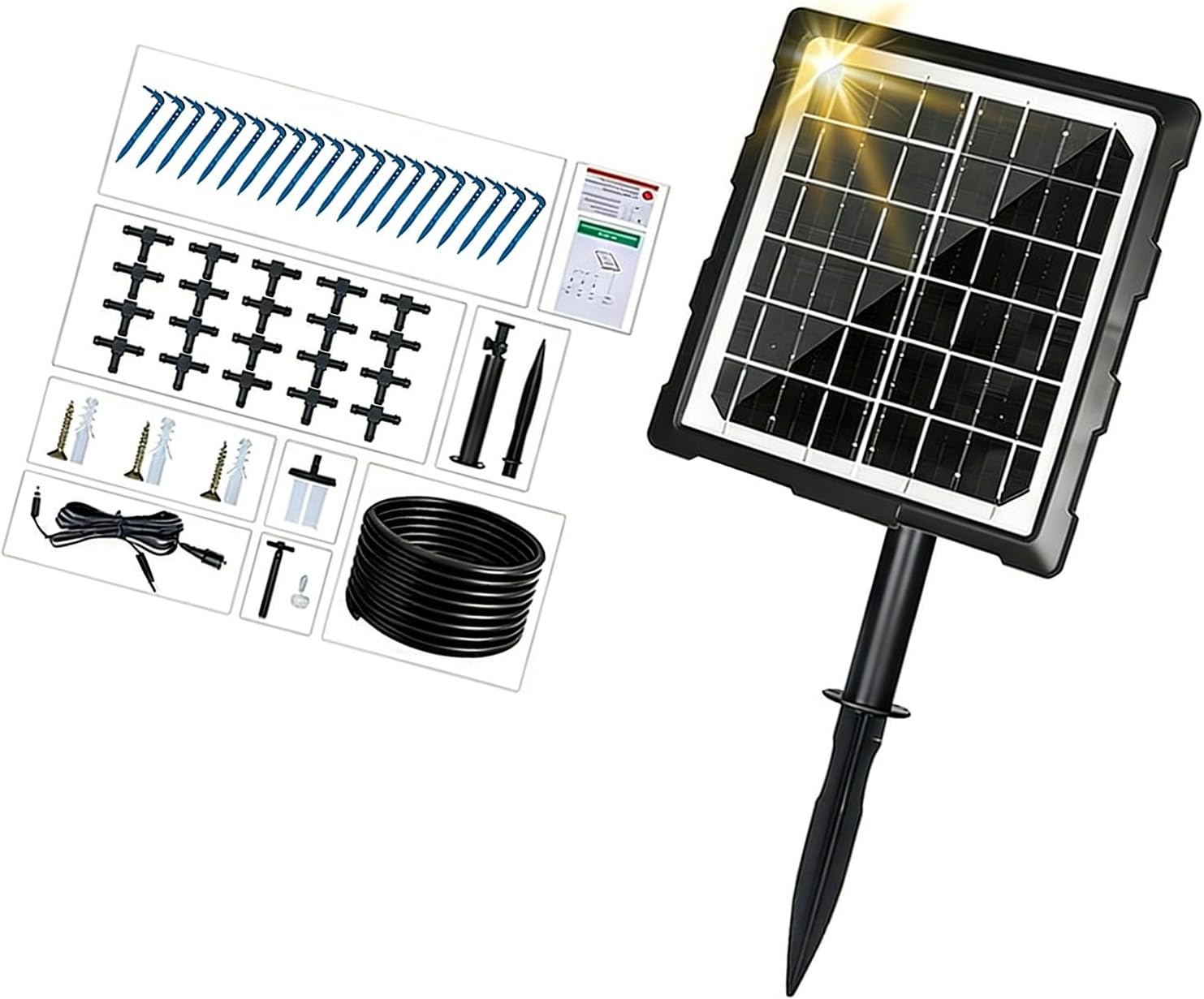 Programmable Solar Powered Automatic Garden Watering Sprinkler System with Timer for Outdoor Plant and Lawn Irrigation