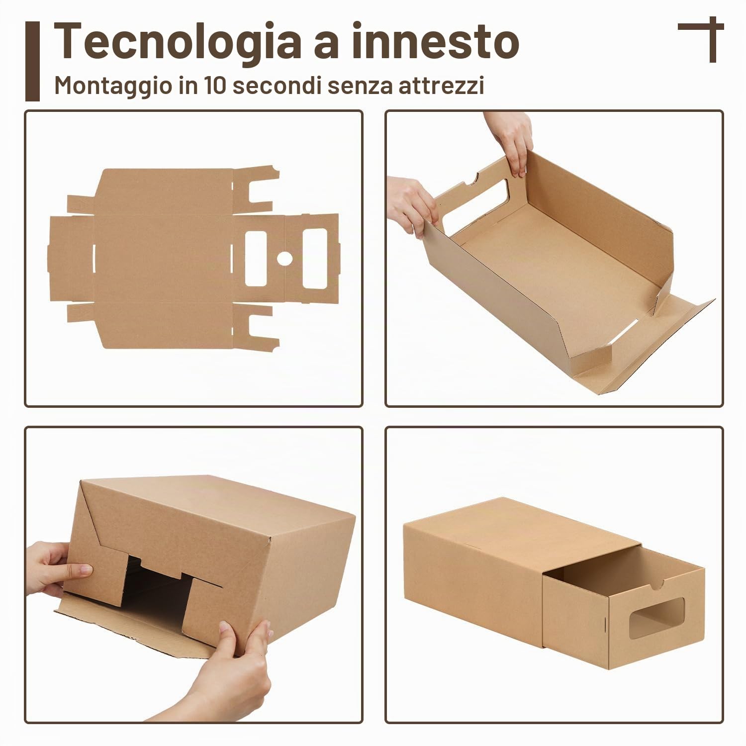 Scatole portaoggetti con finestra di visualizzazione, set da 10, 33 x 30 x 35 cm, Scatole per scarpe impilabili in cartone, Scatola per scarpe Scatola per giocattoli Contenitore per accessori