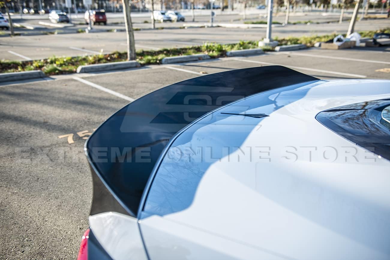 Replacement for 2020-Present Chevrolet Corvette C8 Models | EOS Performance Ducktail Style Rear Trunk Lid Wing Spoiler (ABS Plastic - Painted Glossy Black)