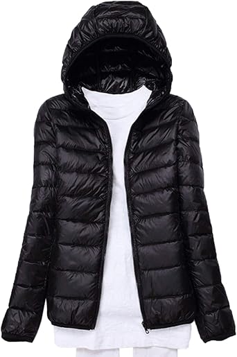 WSLCN Womens Hooded Down Jacket Lightweight Duck Down Puffer Jacket Packable