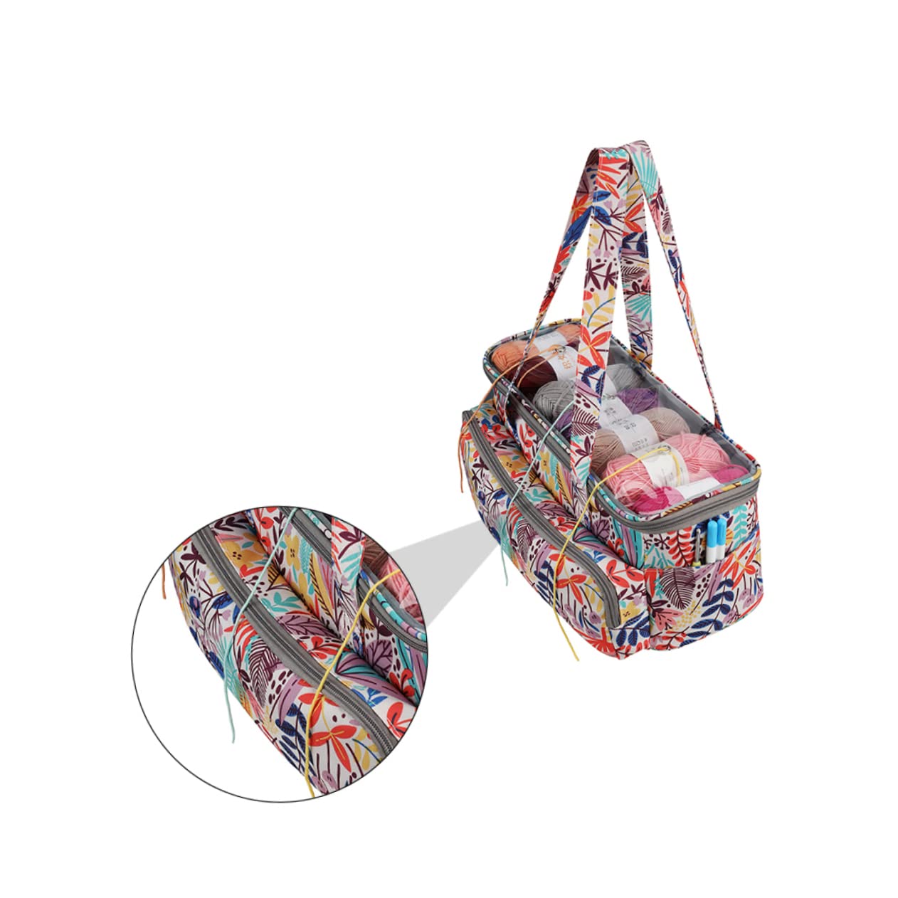 Ciieeo Borsa Portaoggetti Per Filati Di Astuccio Portaoggetti Organizer Per Utensili Per Maglieria Realizzato in Oxford Design Leggero e Portatile Maniglia