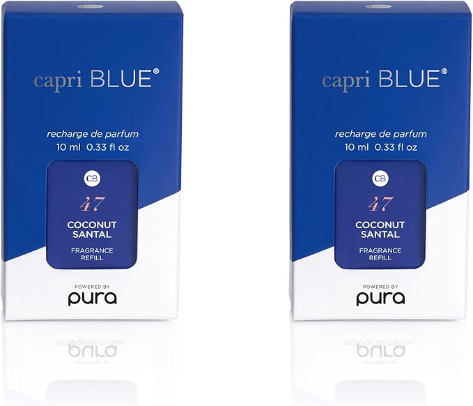 Capri Blue Pura Smart Home Plug-in Diffuser Refills – Includes 2 Capri Blue Pura Refills for Plug In Diffusers for Home - Long Lasting Luxury Scents - Coconut Santal (Pack of 2)
