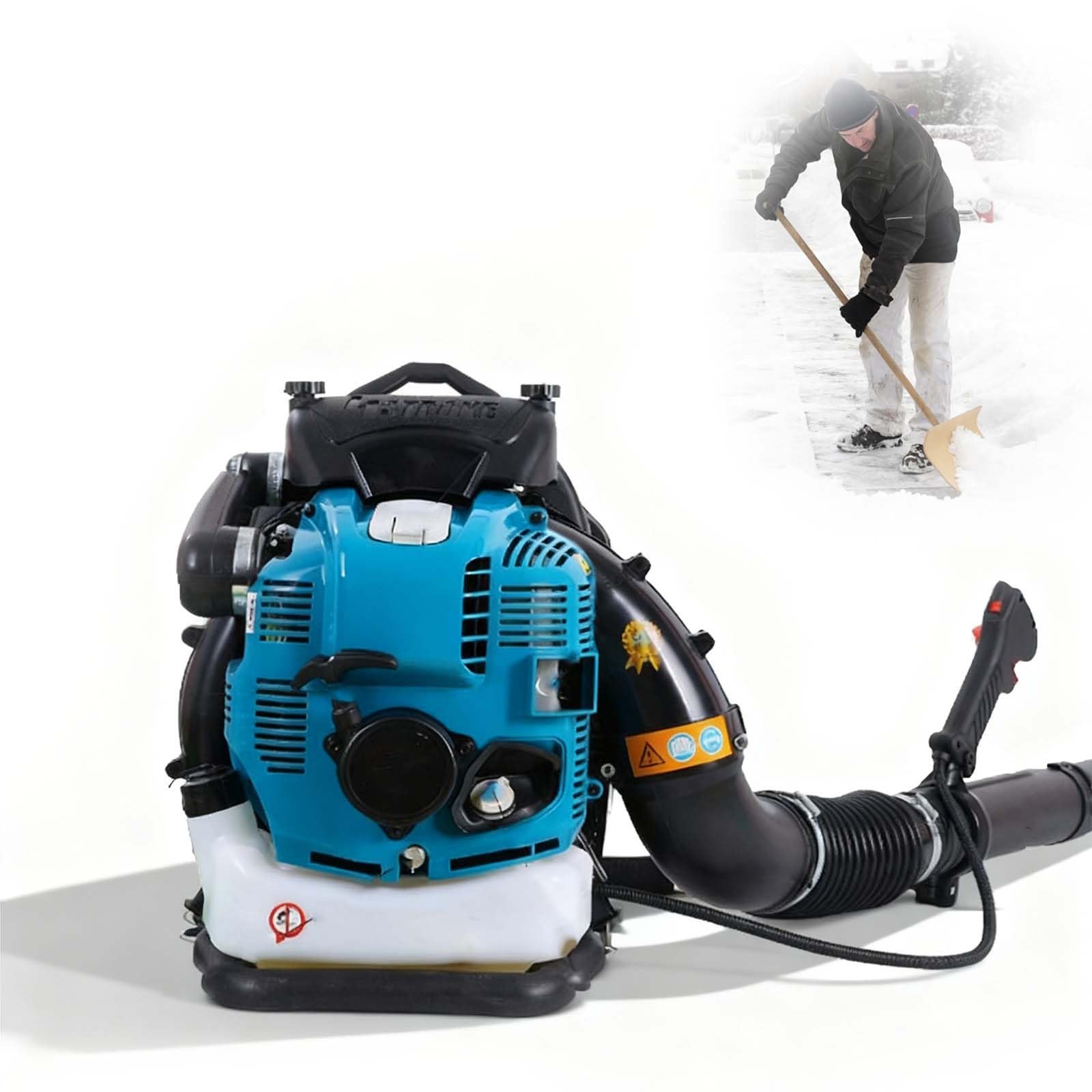 Soplador De Exterior De Gasolina Multifuncional De 4 Tiempos con Depósito De 2 L, Motor Ecológico De Bajas Emisiones (9000 RPM) para Céspedes, Entradas De Vehículos(Blue)