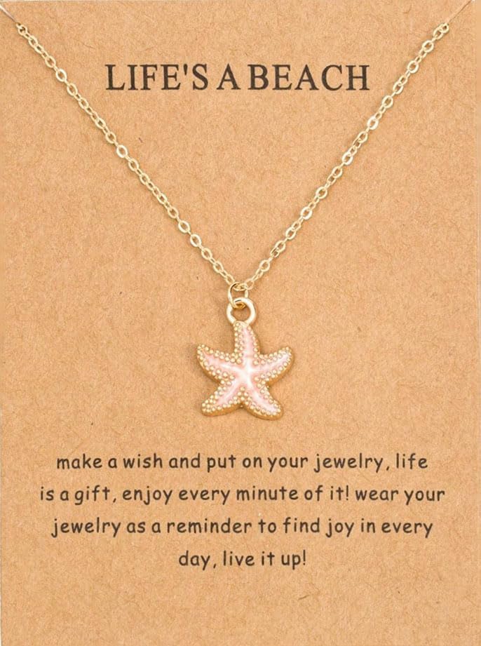 Rrdaily 6 Pcs Gold Starfish Necklace Sets Boho Beach Gifts for Women Cute Starfish Pendant Necklace Pack Friendship Necklace for Birthday Party Favors Vacation Jewelry - Image 3