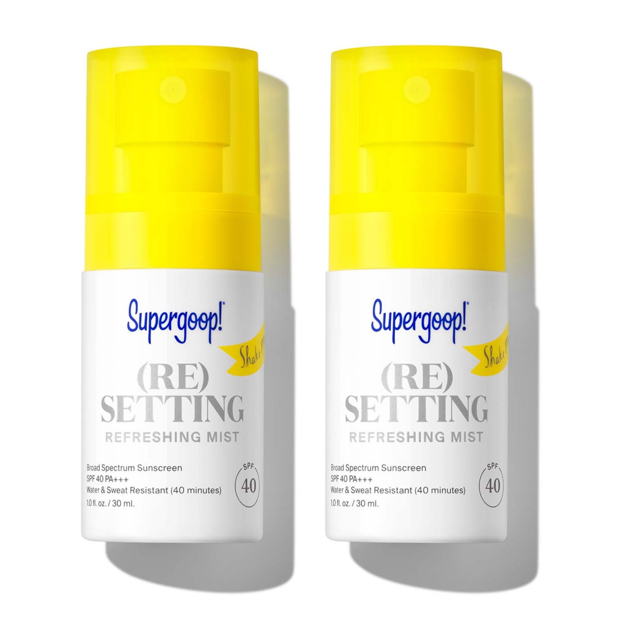 Supergoop! (Re) setting Refreshing Mist - 1 fl oz, Pack of 2 - SPF 40 PA+++ Facial Mist - Sets Makeup, Refreshes UV Protection & Helps Filter Pollution - Light, Natural Scent