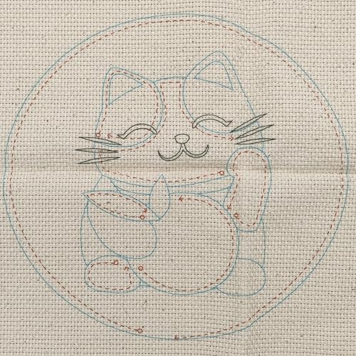Image of Howie's Punch Needle Kit for Beginner, Cartoon Rug Hooking Embroidery Kits with Pattern, Yarns, Tools and Instructions, Creative Craft Home Decor(Fortune Cat, 8 inch diameters)