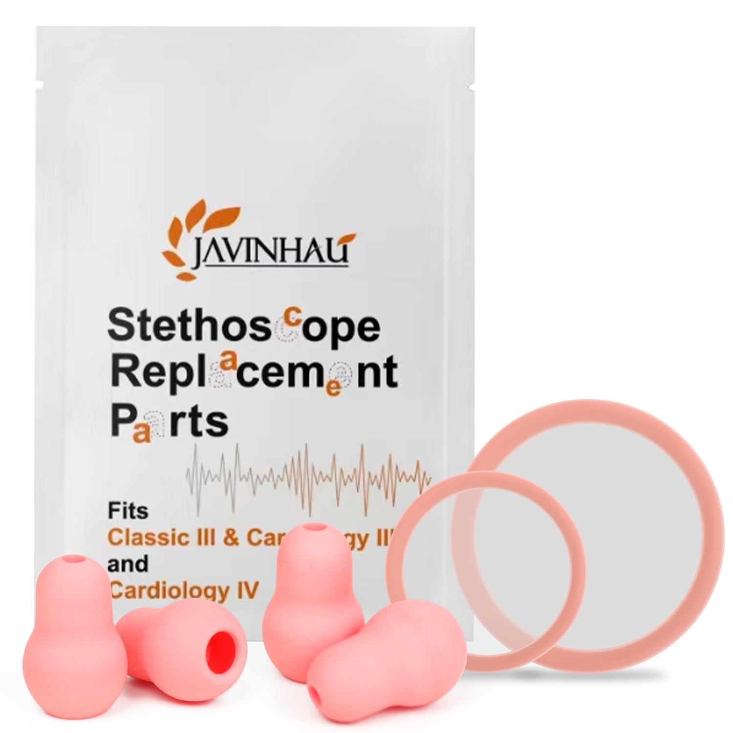 Produktbild von Stethoskop Ersatzteilset – Für Littmann Classic III, Cardiology III & IV – Weiche Silikon Ohrstücke & Membran, Grau