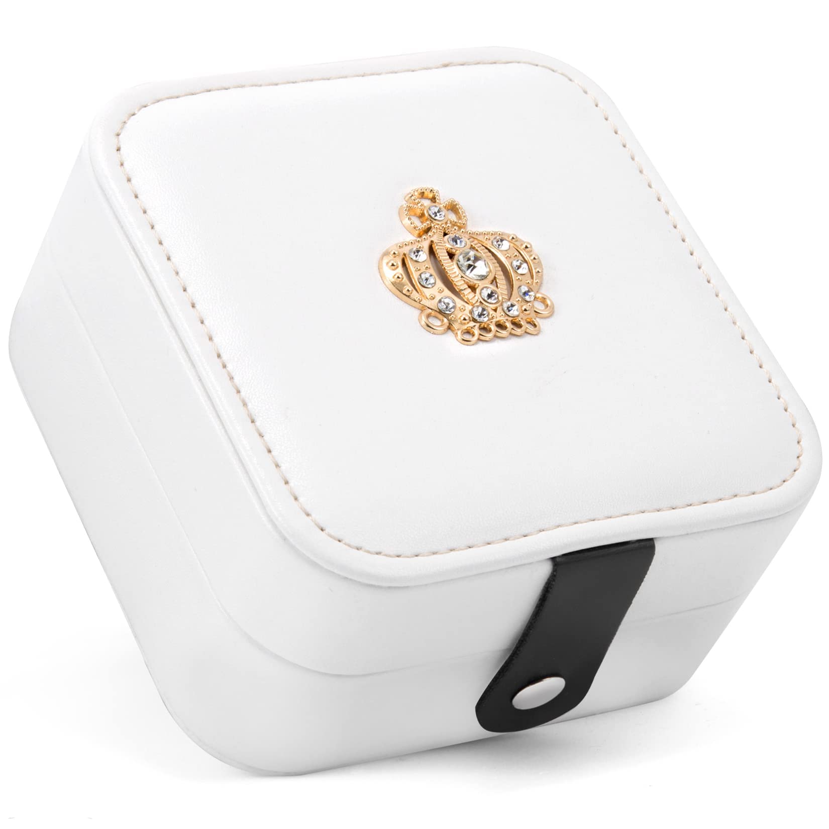 KASTWAVEKASTWAVE Jewelry Box Organizer Portable Travel Mini Leather Jewellery Ring Organizer Case Storage Gift Box Girls Women Day Ideas for Women Small Portable Jewelry Storage Case