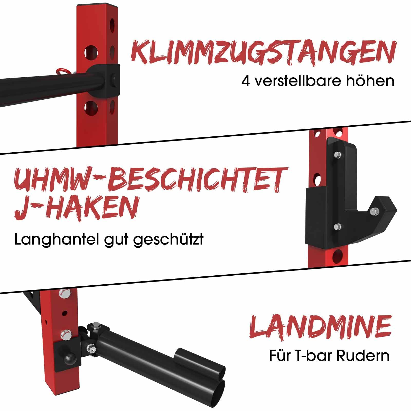 Squat Rack Wand Klappbar, Klimmzug Dip Station bis 455kg Belastbar, Power Tower mit Klimzugststange Für Wand, Kraftstation für Zuhause，Half Rack