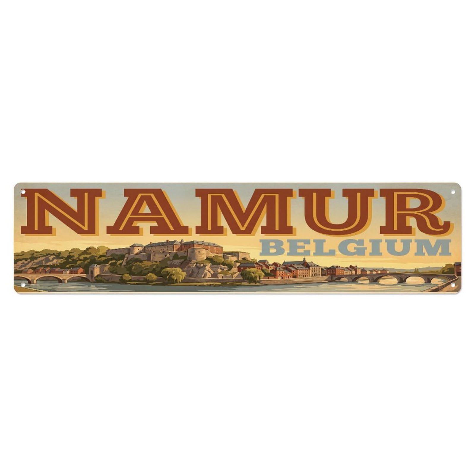 Tgrcjimh Style Metal Tin Sign Vintage Travel Belgium Namur