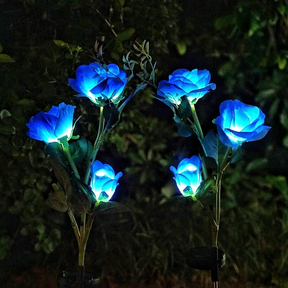 LoveNite Solar Rose Garden Lights, 2 Pack Realistic Flower Lights ...