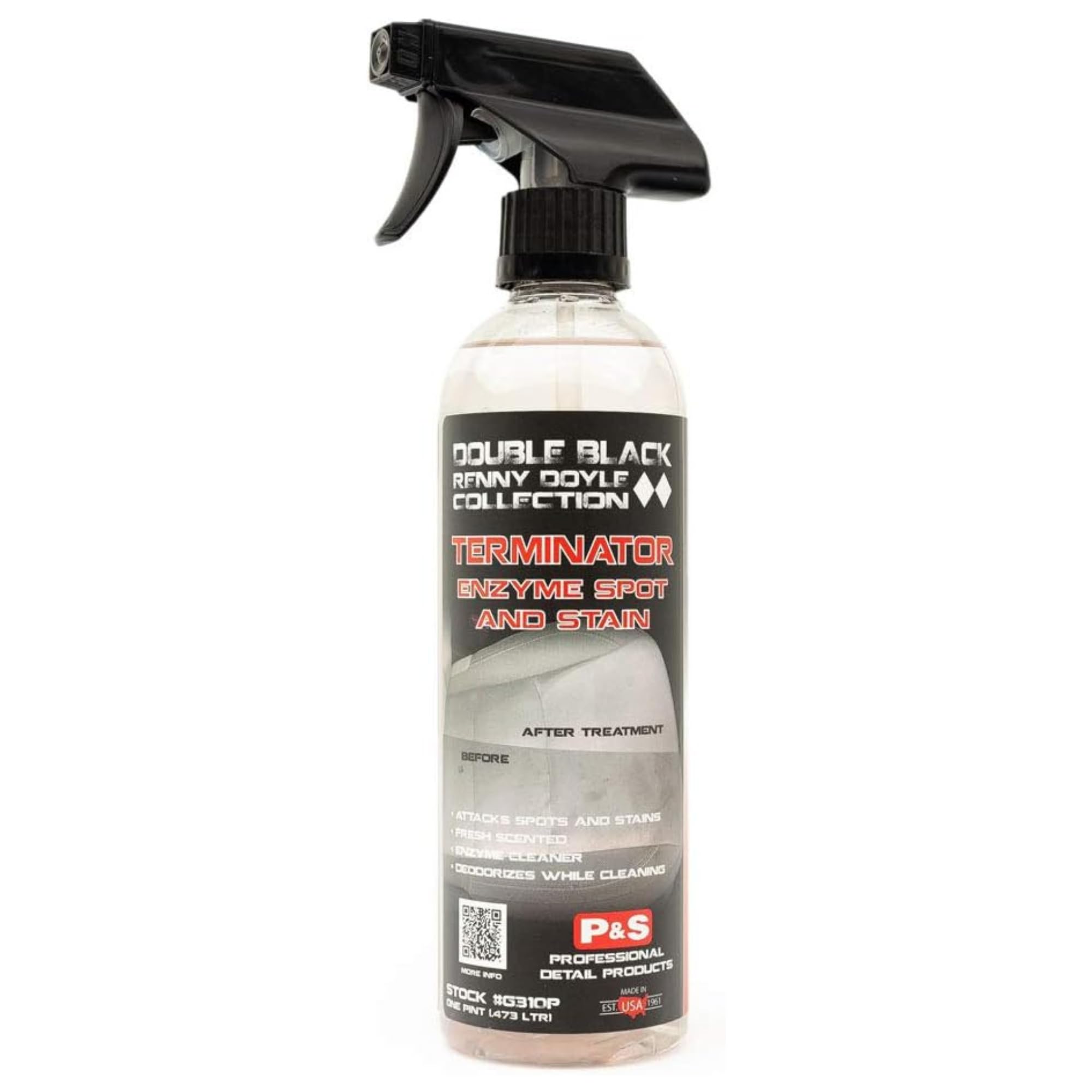 P&S Professional Detail Products - Terminator Enzyme Spot and Stain Remover - Perfect for Deodorizing, Removing Embedded Soils, Grease, Dirt, and Protein Based Stains; Fresh Scent (1 Pint)