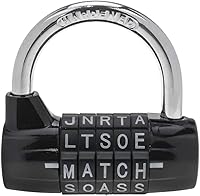 Vista 1 de Semetall Candado de combinación de 5 letras para gimnasio, cerradura de combinación de 5 dígitos, candado de combinación de metal para exteriores