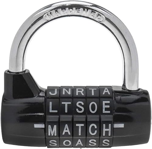 Semetall Candado de combinación de 5 letras para gimnasio, cerradura de combinación de 5 dígitos, candado de combinación de metal para exteriores