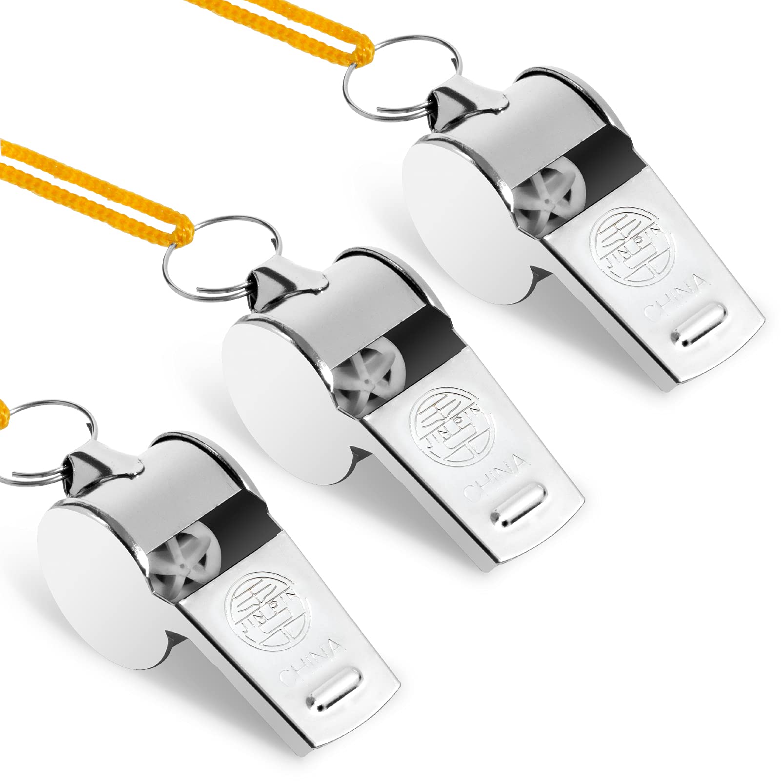 3 Packs Sporting Goods Stainless Steel Whistle with Lanyard, Whistle for Coaches, Referees, Training Crisp Sound Whistle with Lanyard for School Sports, Soccer, Football, Basketball