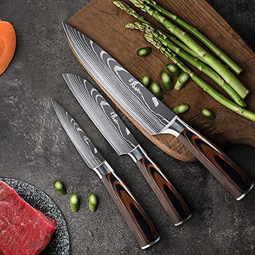 Anhichef 3 Pieces Kitchen Knife Sets,Chef Knife 8 Inch-Professional Ultra Sharp Cooking Knife, 5 Inch Santoku Knife and 3.5 Inch Paring Knife as New Home Gifts| High Carbon German Stainless Steel Anhichef 3 Pieces Kitchen Knife Sets,Chef Knife 8 Inch-Professional Ultra Sharp Cooking Knife, 5 Inch Santoku Knife and 3.5 Inch Paring Knife as New Home Gifts| High Carbon German Stainless Steel