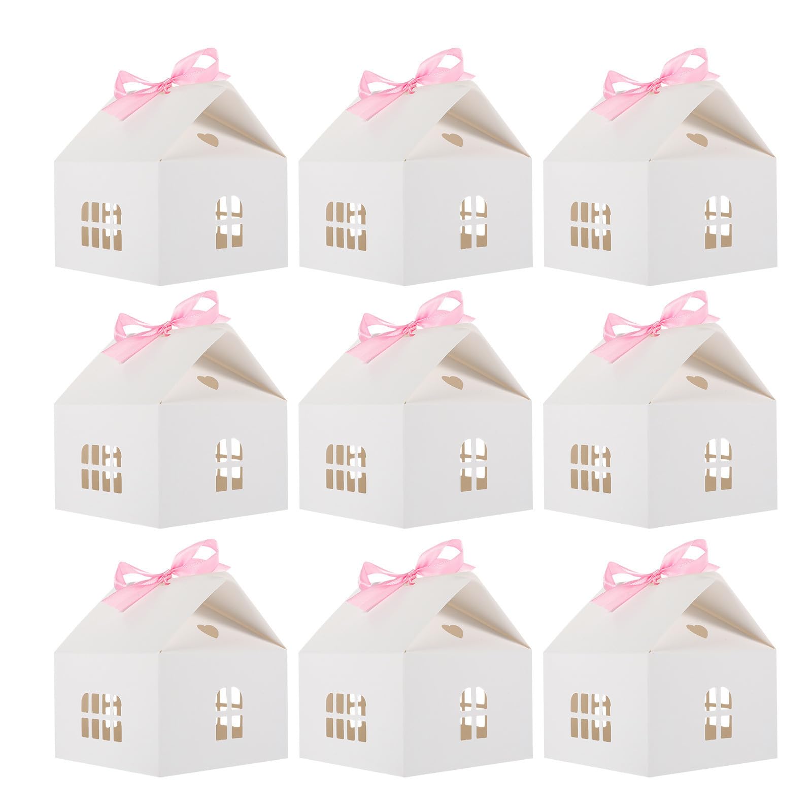 minkissy 60 Pezzi Scatole Caramelle a Forma di Casa, Bianche, Leggere,
