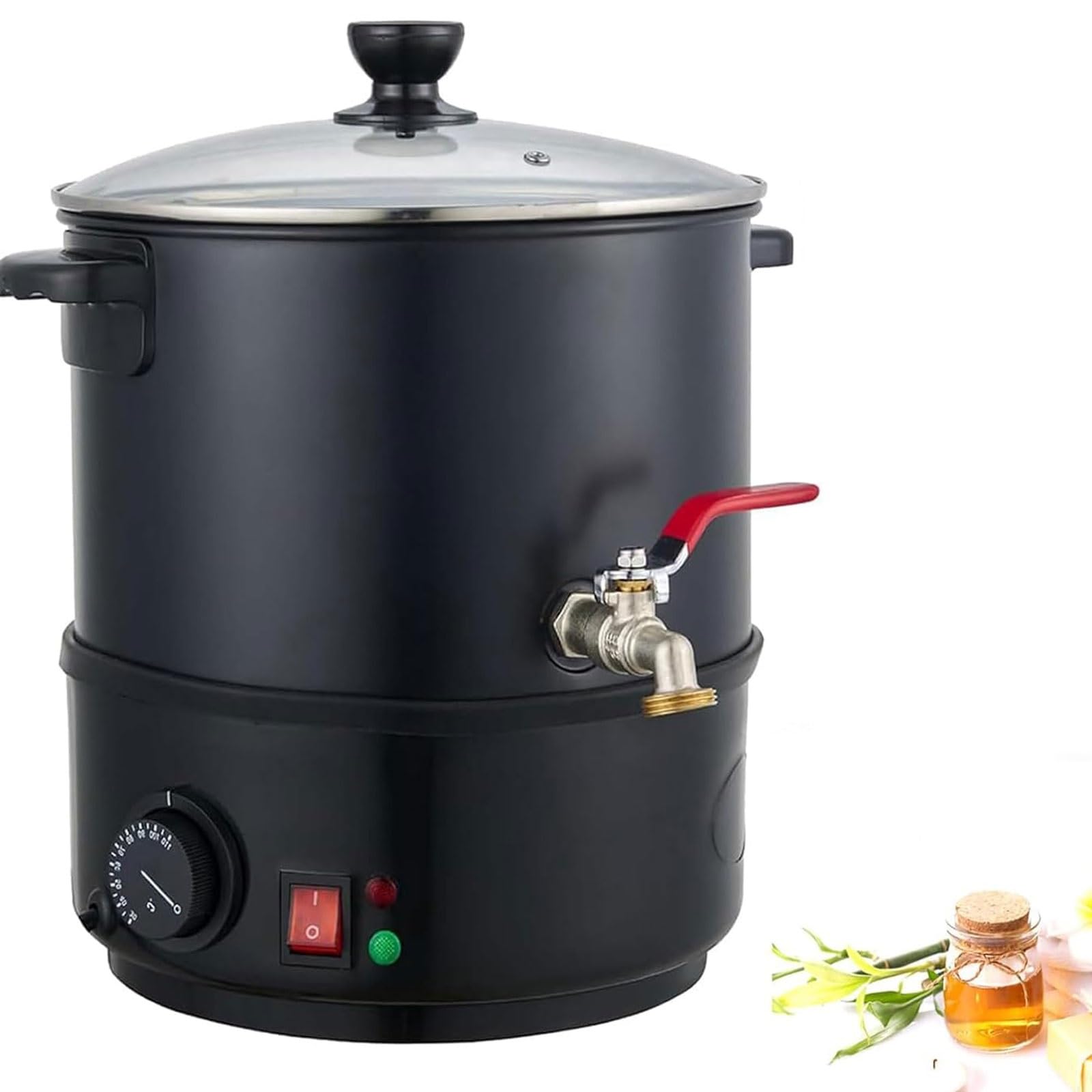 Elektryczny topnik do wosku, 1100 W, tygiel do wosku świecowego z regulacją temperatury 24-110°C do projektów DIY, wygodny pojemnik do topienia (size_name 20L)