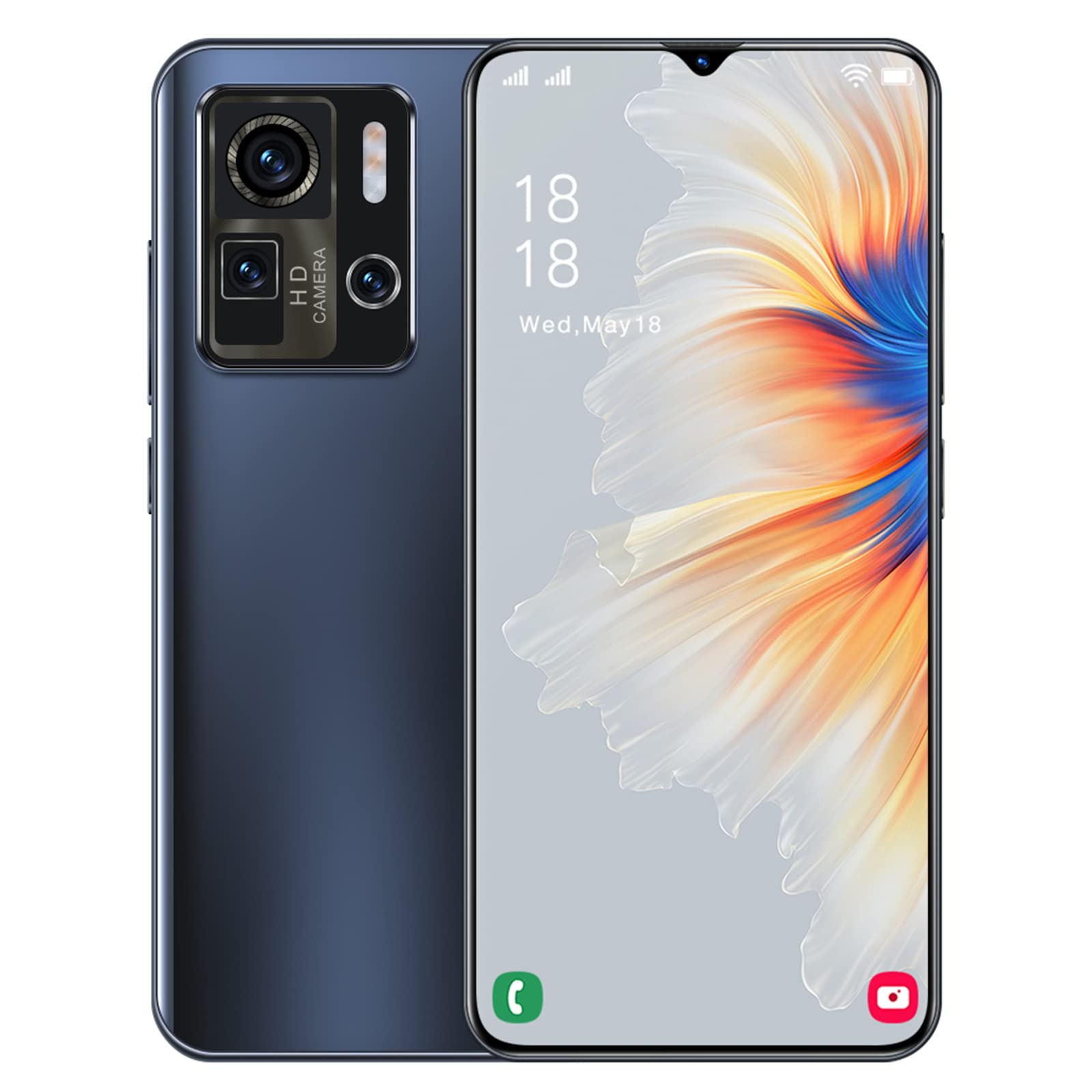 YKU 5G Mobile Phone Unlocked, Mix4 Ultra Slim DUAL SIM-Free Smartphone, 6.7'' HD+ Screen, 2-Card Slot Design, Android 11 Go Phone, 16GB + 512GB, 32MP+50MP Camera, Face Unlock GPS,Black