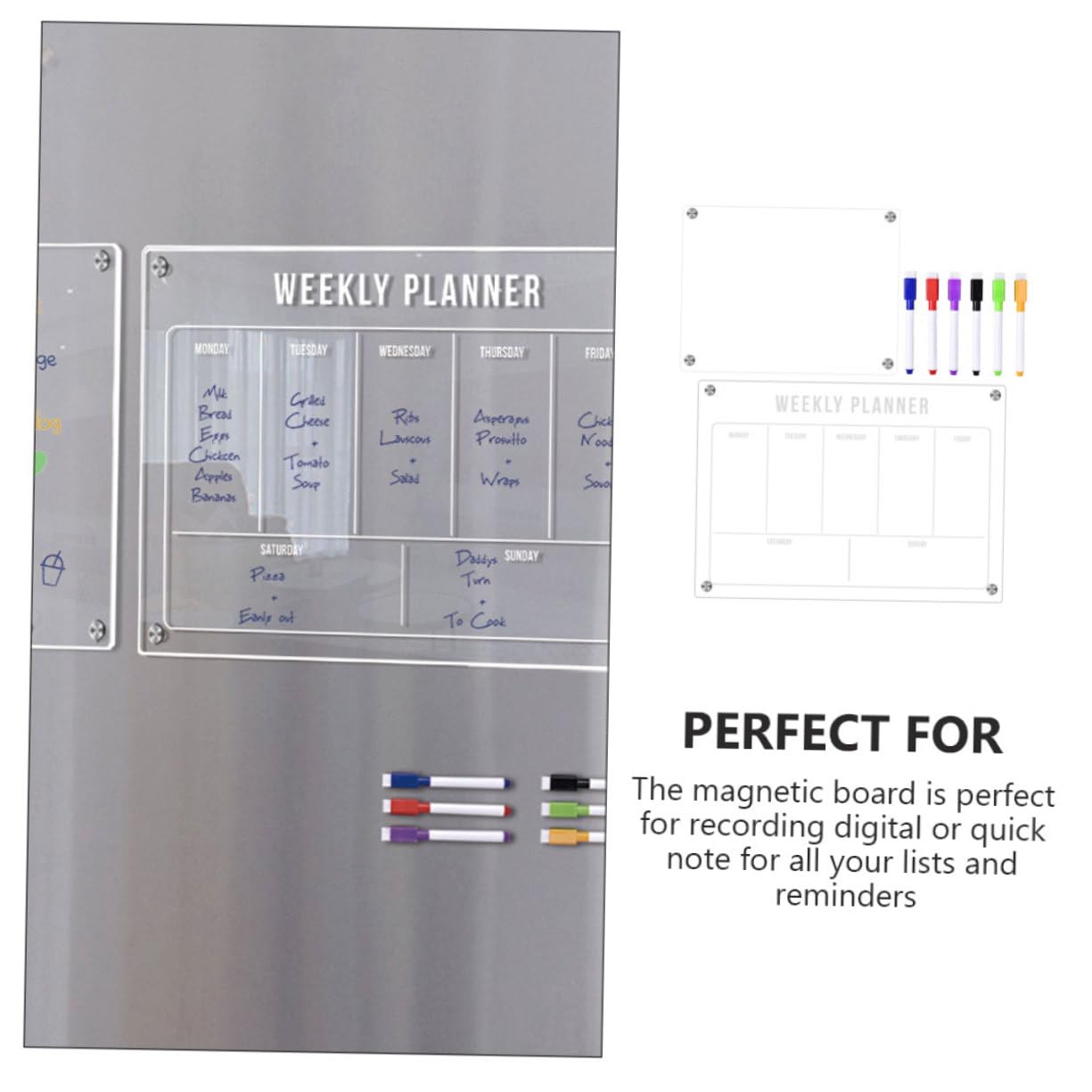 Artibetter Magnetische Whiteboard-tafel für Kühlschrank Acryl-notiztafel Abwischbares Terminplan-whiteboard Stundenplan-magnet To-do-listen-tafel Küche und Büro Geeignet
