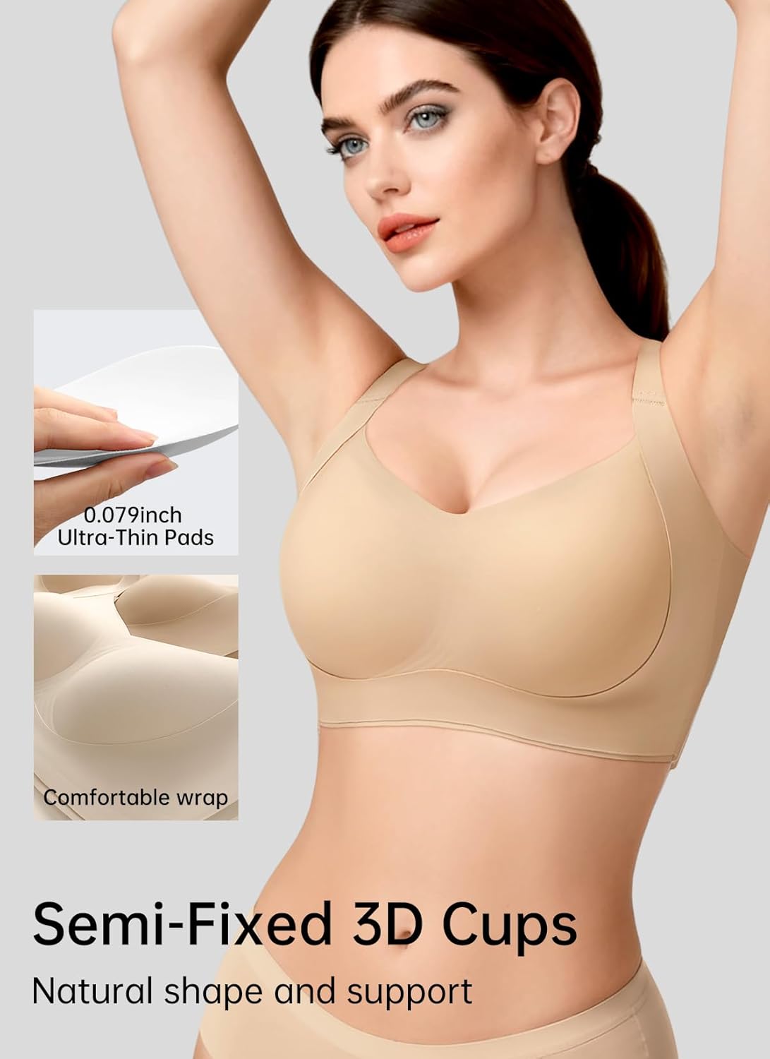 REALWILL Women Everyday Comfortable Wireless Bra Supportive Push Up Minimizer Bras Full Coverage Soft Seamless Tshirt Bras - Image 5