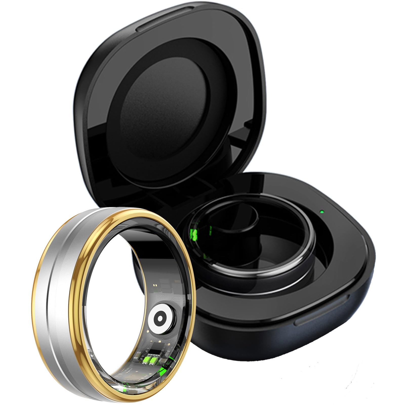Anello di Salute Intelligente, Anello Fitness Tracker Ultraleggero Impermeabile IP68, Monitor Sportivo Ricaricabile Contapassi Monitoraggio del Sonno (SILVER
