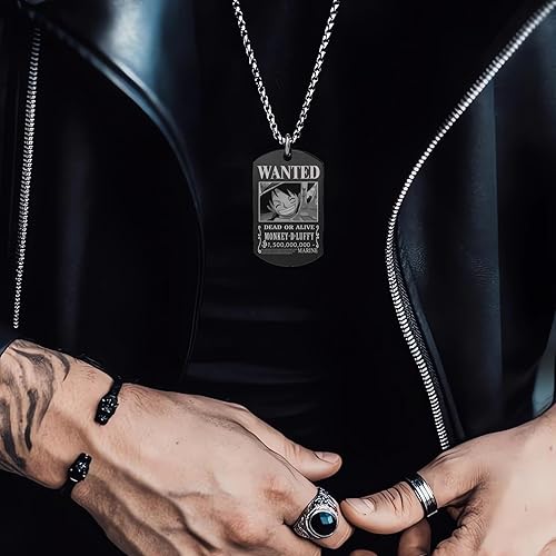 Miniatura 5 de Anime One Piece Wanted Poster Pendant Necklace Stainless Steel Chain Manga Necklaces Dog Tag Jewelry for Men Boyfriends Christmas Gifts