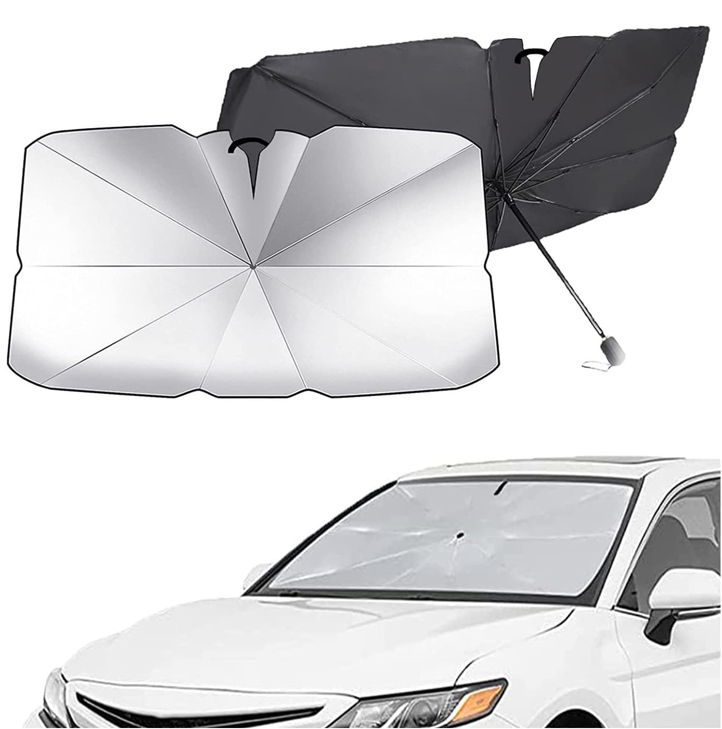 Auto Parabrezza Anteriore Interno Parasole Per Jeep Avenger,Pieghevole Tendine Isolamento Termico Anti UV Automobile Copri Sole Proteggi Sole Ombrello Accessori Auto,L - Foto 11