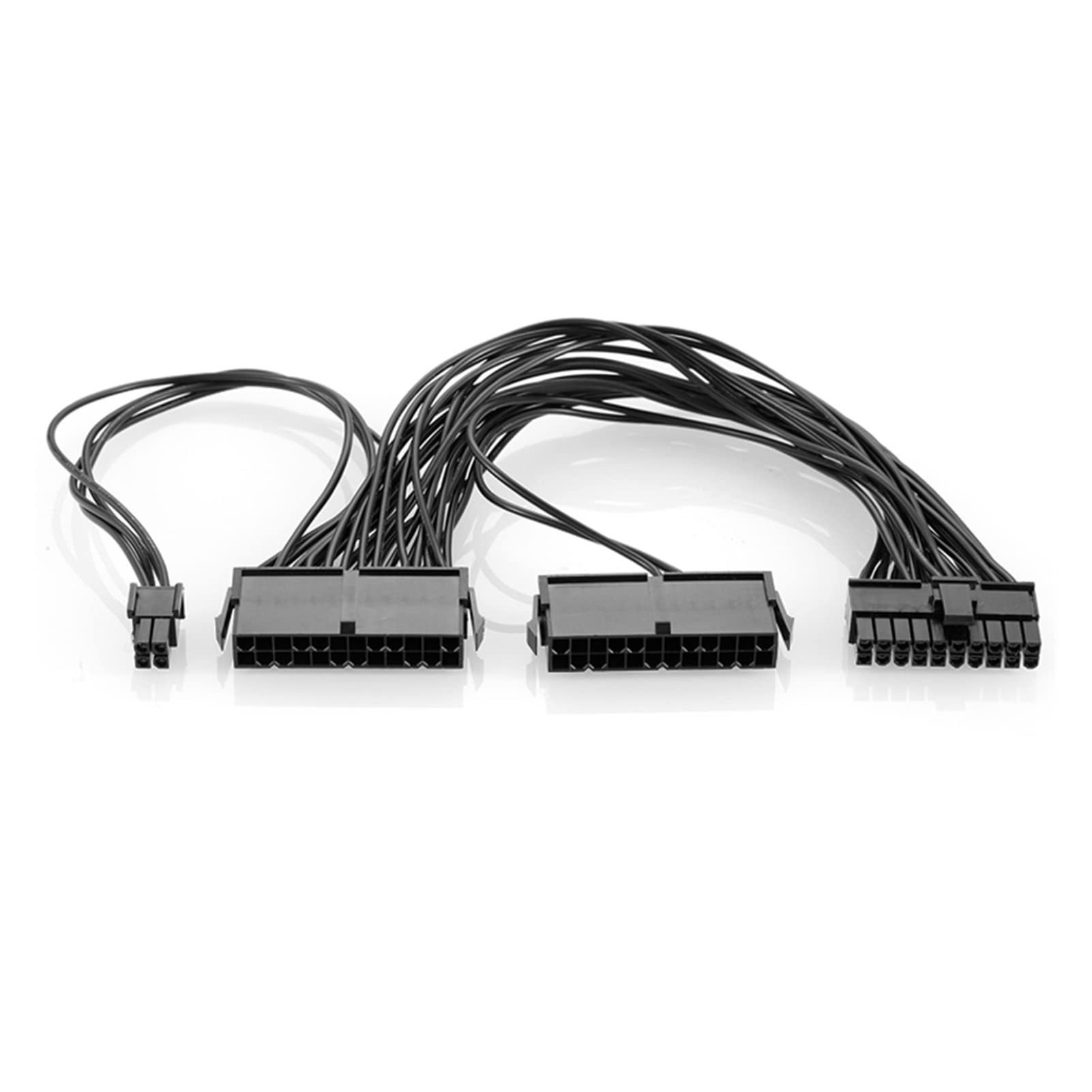 ATX Mining 30cm 24 Pin Dual PSU Power Supply Extension Cable Fit Fit Compatible Computer Adaptor Cable Connector Fit Compatible Miner Mining 24Pin 20+4pin(Black)