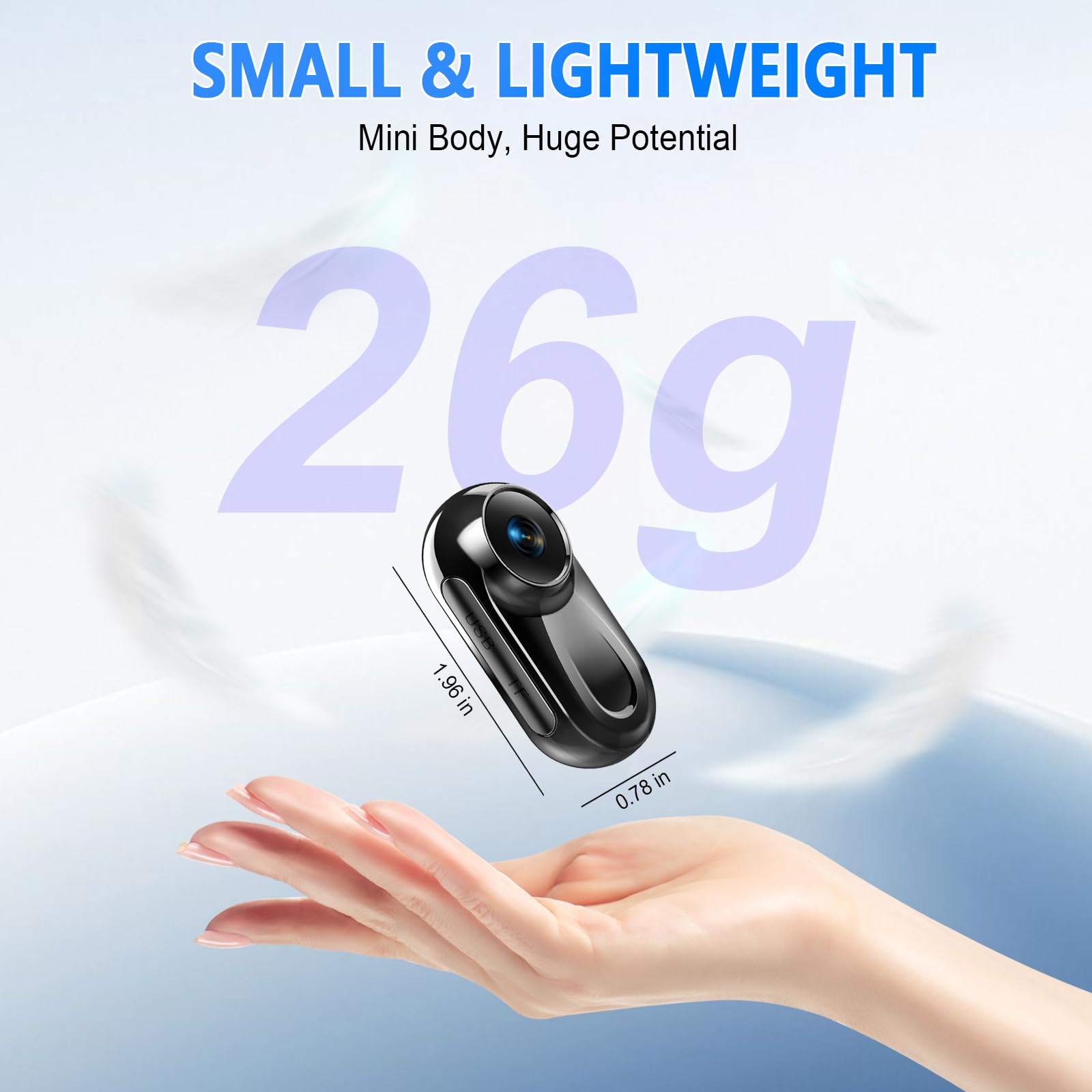 Mini Action Cam 1080P HD, Pocket Body Cam Compatta con Clip Girevole a 360° Clip Magnetica, Vlog Bodycam con Grandangolo 120°, Multifunzione Fotocamera POV per Casco Moto, Viaggi, Ciclismo, Sport Nero