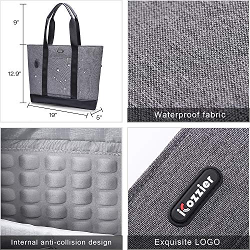 iCozzier-Laptop-Tote-Bag-156-Inch-Large-Briefcase-with-USB-Charging-Port-Water-Repellent-Women-Lady-Stylish-Handbag-for-BusinessSchoolShoppingTravel