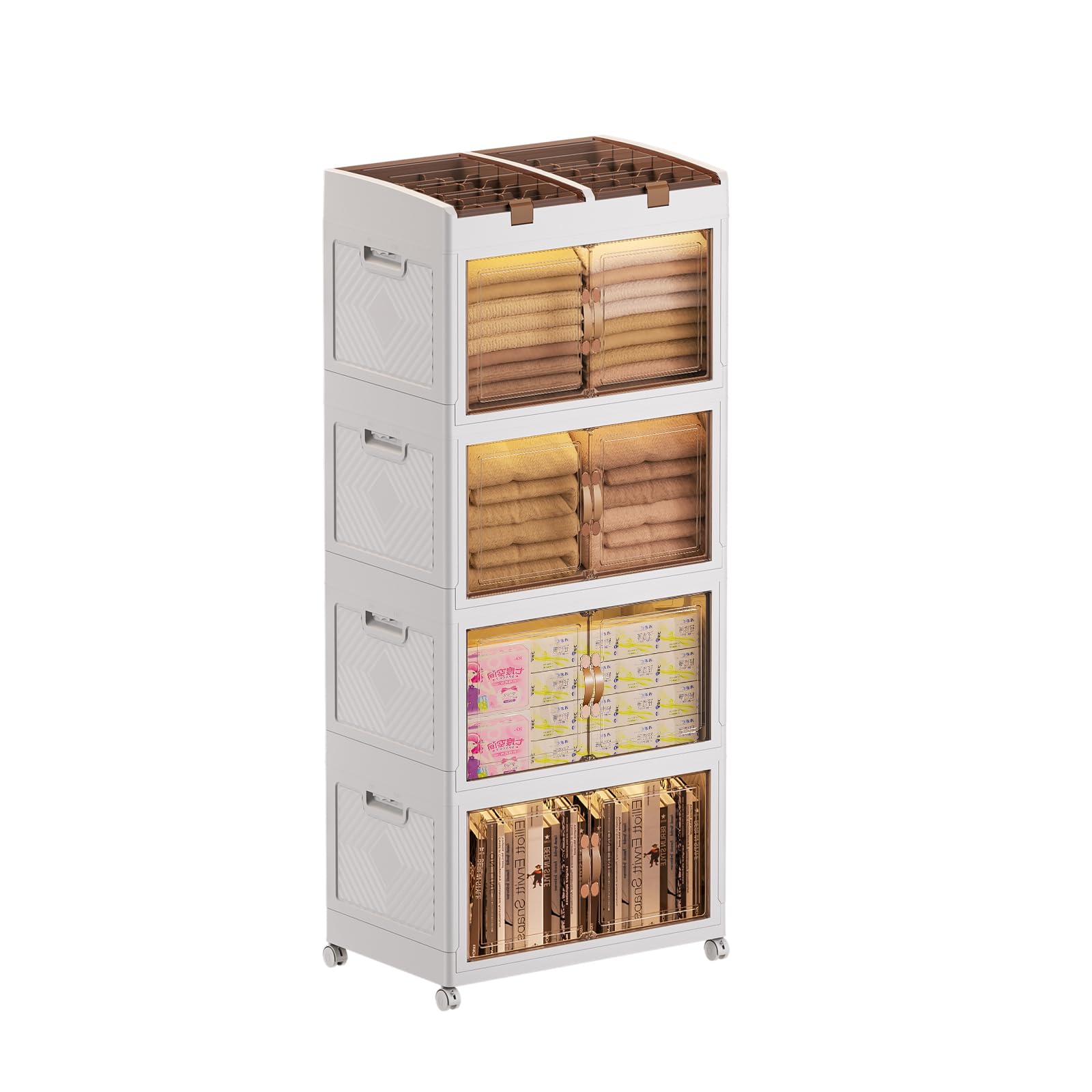 MECOLOR Extra große Aufbewahrungsbehälter aus Kunststoff mit Deckel, 154L Stapelbare Aufbewahrungsbox auf Rädern, Faltbarer Kleiderschrank Aufbewahrungsorganisator, Aufbewahrungseinheit für (TL60-3)