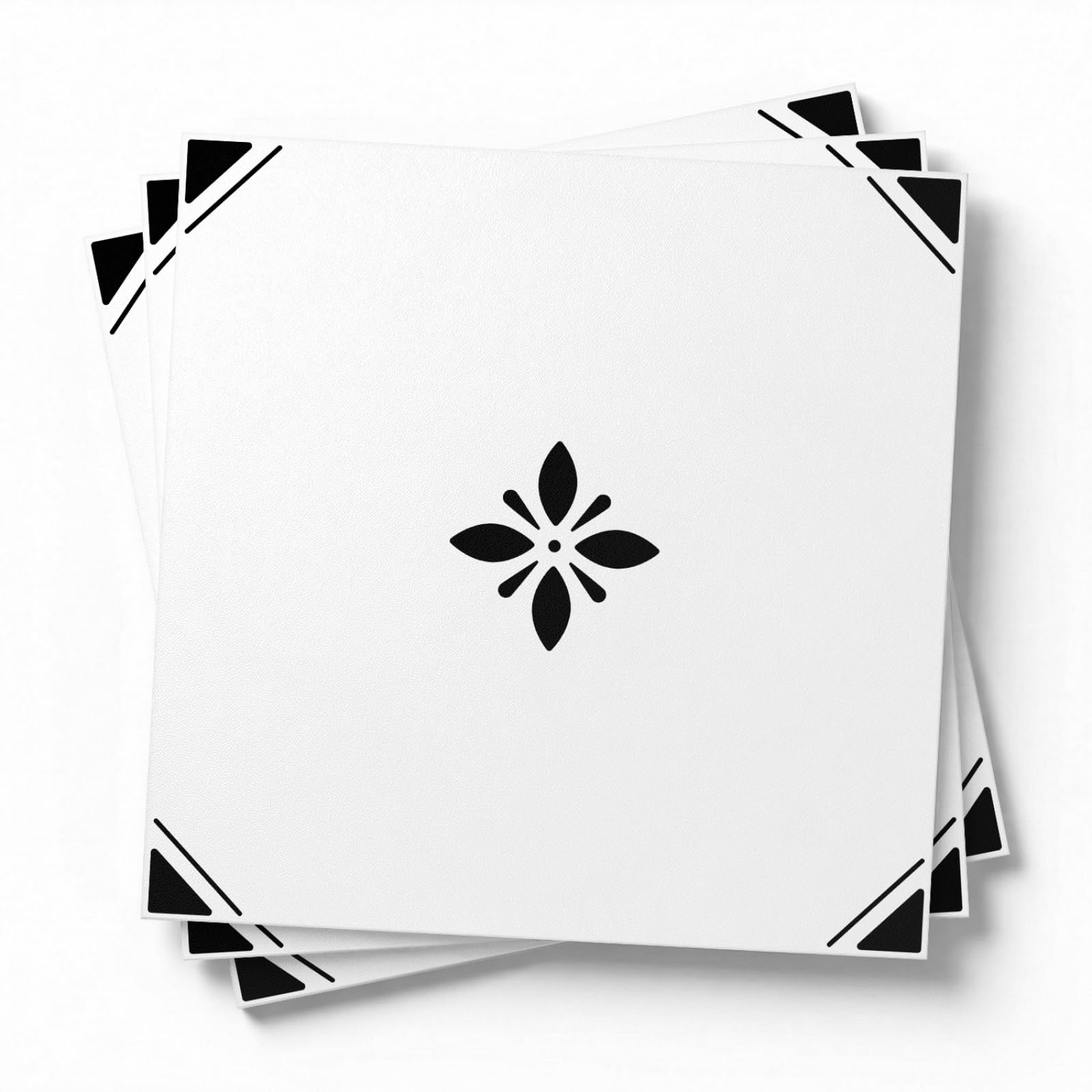 LMYSXAOZ Stick on Kitchen Tiles Black Flower Self Adhesive Wall PVC for Fireplace Surround Furniture Decoration Backsplash Bathroom Tile Stickers Waterproof